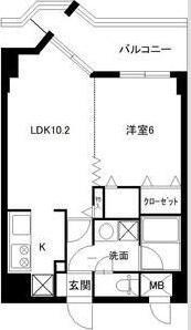 カルロ北目(1LDK/9階)の間取り写真