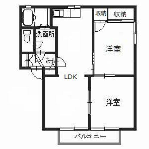 ディアス恵美酒B(2LDK/2階)の間取り写真