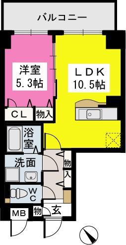 エクセル半道橋(1LDK/6階)の間取り写真