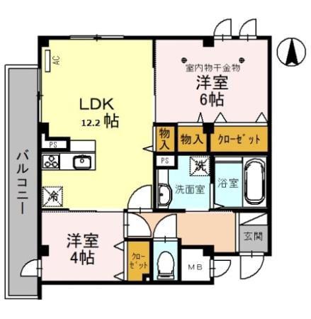 メゾン ド 常盤(2LDK/4階)の間取り写真