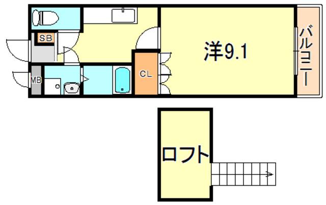 ETERNAL(1K/2階)の間取り写真