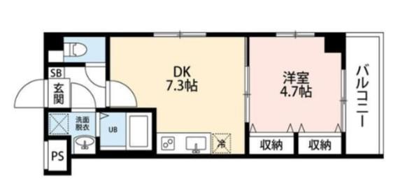 ヒルズ我孫子(1DK/2階)の間取り写真