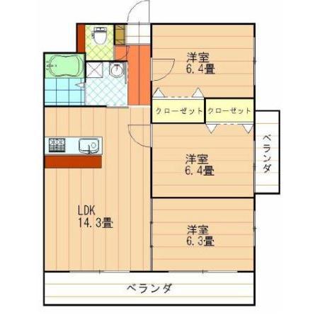 ファインコート(3LDK/6階)の間取り写真