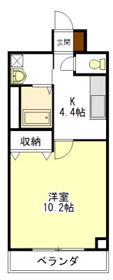 サクラ―レ(1K/3階)の間取り写真