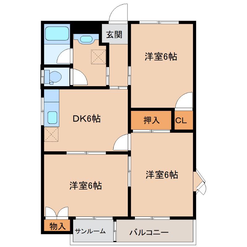 サンリブレ寿(3DK/2階)の間取り写真