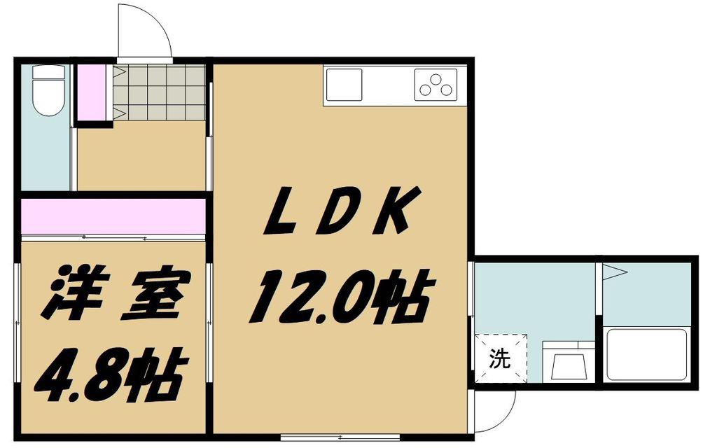 アンソレイユ原町(1LDK/1階)の間取り写真