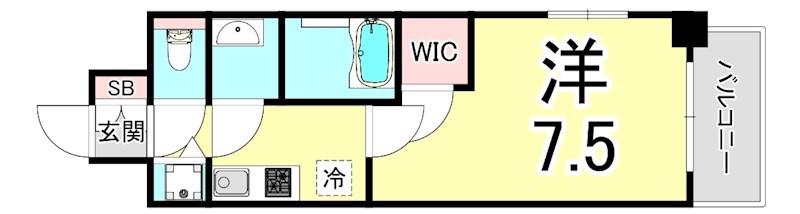 エスリード神戸ハーバーテラス(1K/3階)の間取り写真