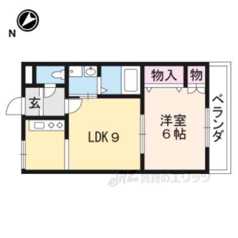 メープルタウン北野(1LDK/2階)の間取り写真