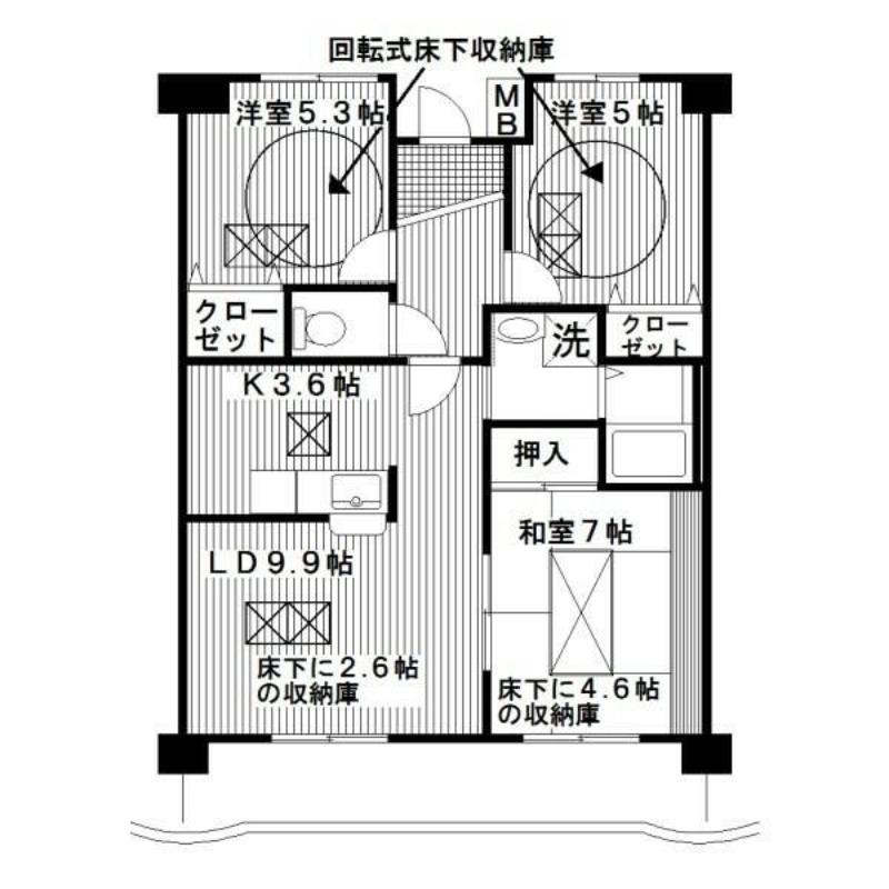 エクセラーク(3LDK/5階)の間取り写真