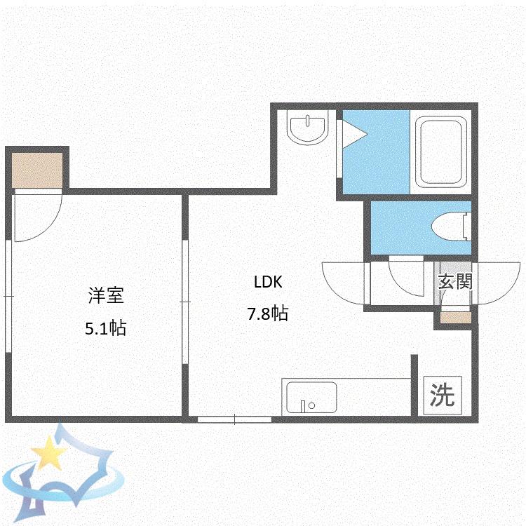 サンシャリエ南5条(1LDK/3階)の間取り写真