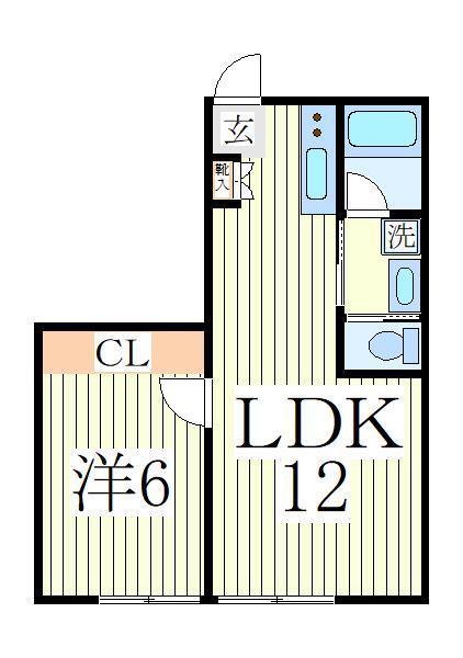 ラ・ファミーユ湖北E1(1LDK/1階)の間取り写真