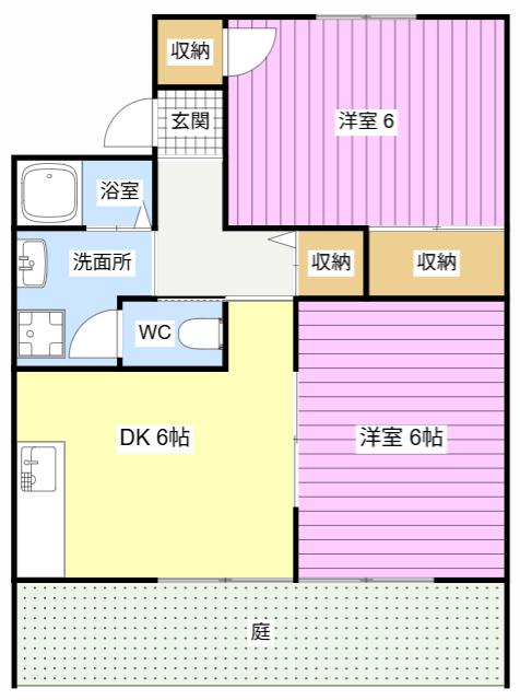 サンベールセジュール(2DK/1階)の間取り写真