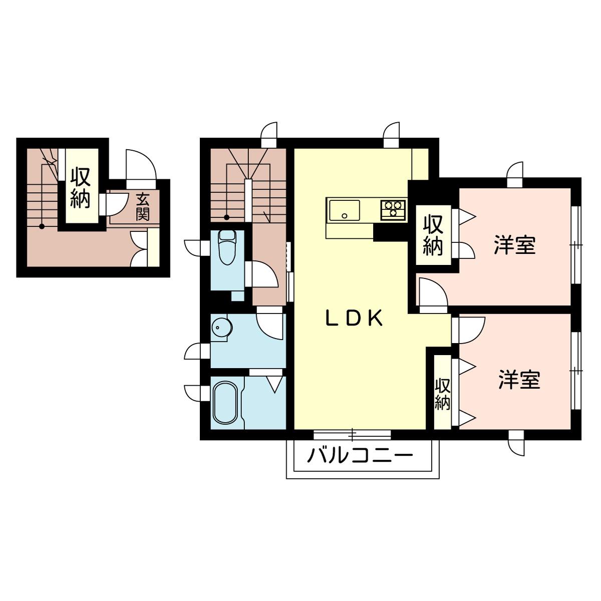 イズ上連雀(2LDK/2階)の間取り写真