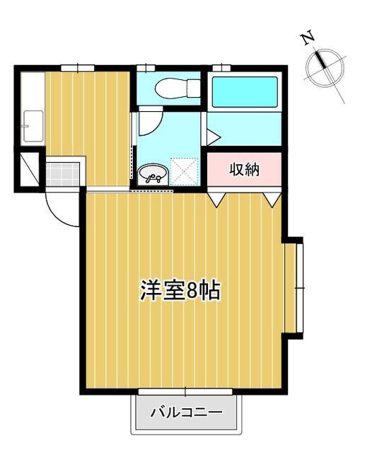 YK白水沢(1K/1階)の間取り写真