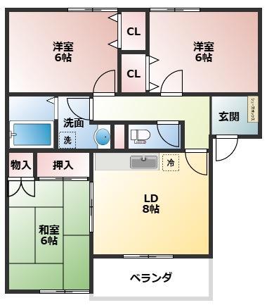 エクセレントハイツコスモ(3DK/1階)の間取り写真