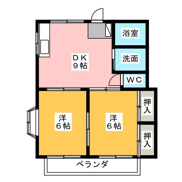 ハイツもり(2DK/2階)の間取り写真