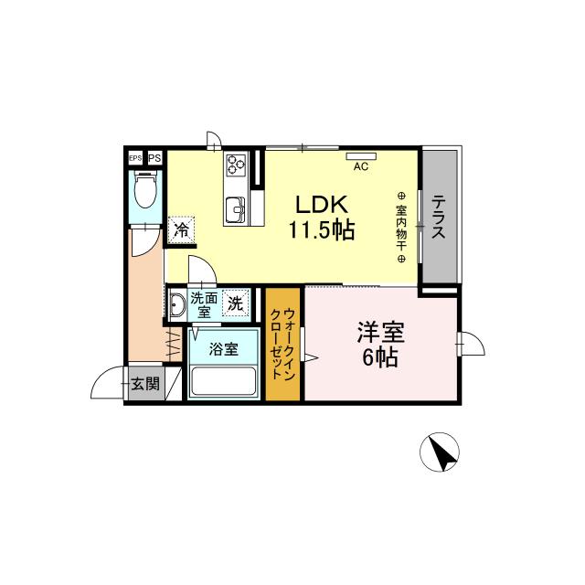 D-ROOM MONTEE AMOUR 2ND(1LDK/2階)の間取り写真