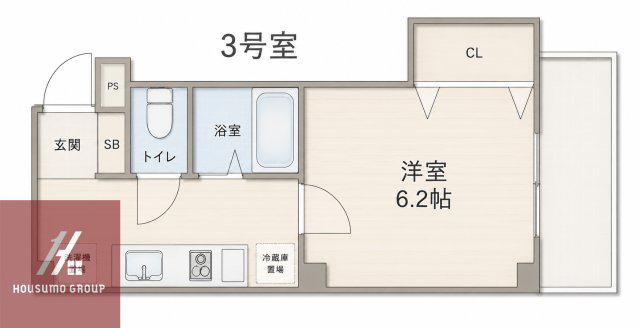 ラ・ファミーユ千里山(1K/4階)の間取り写真