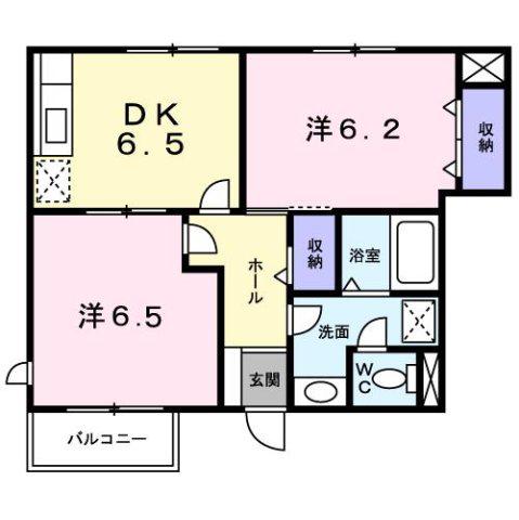 コーポサンライズ(2DK/1階)の間取り写真
