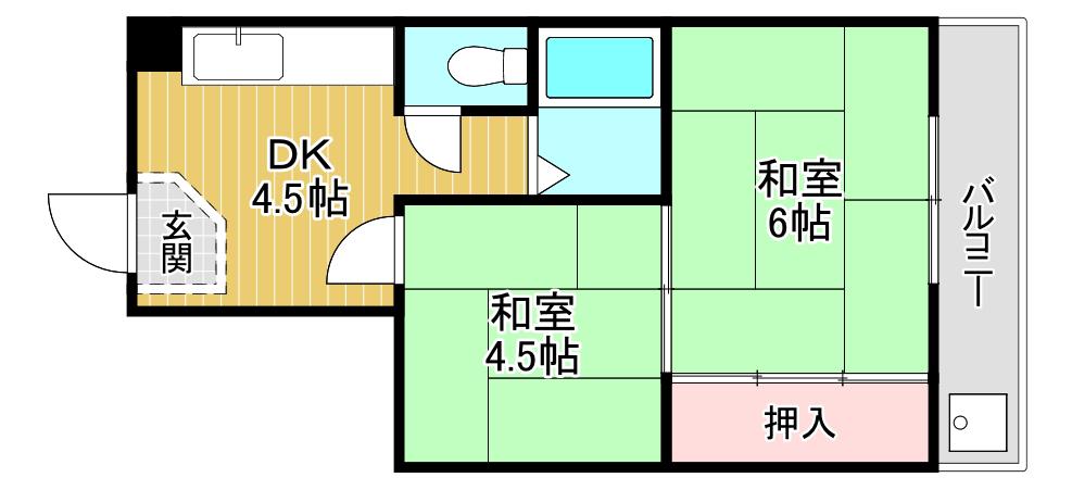ハイツアスカ(2DK/2階)の間取り写真