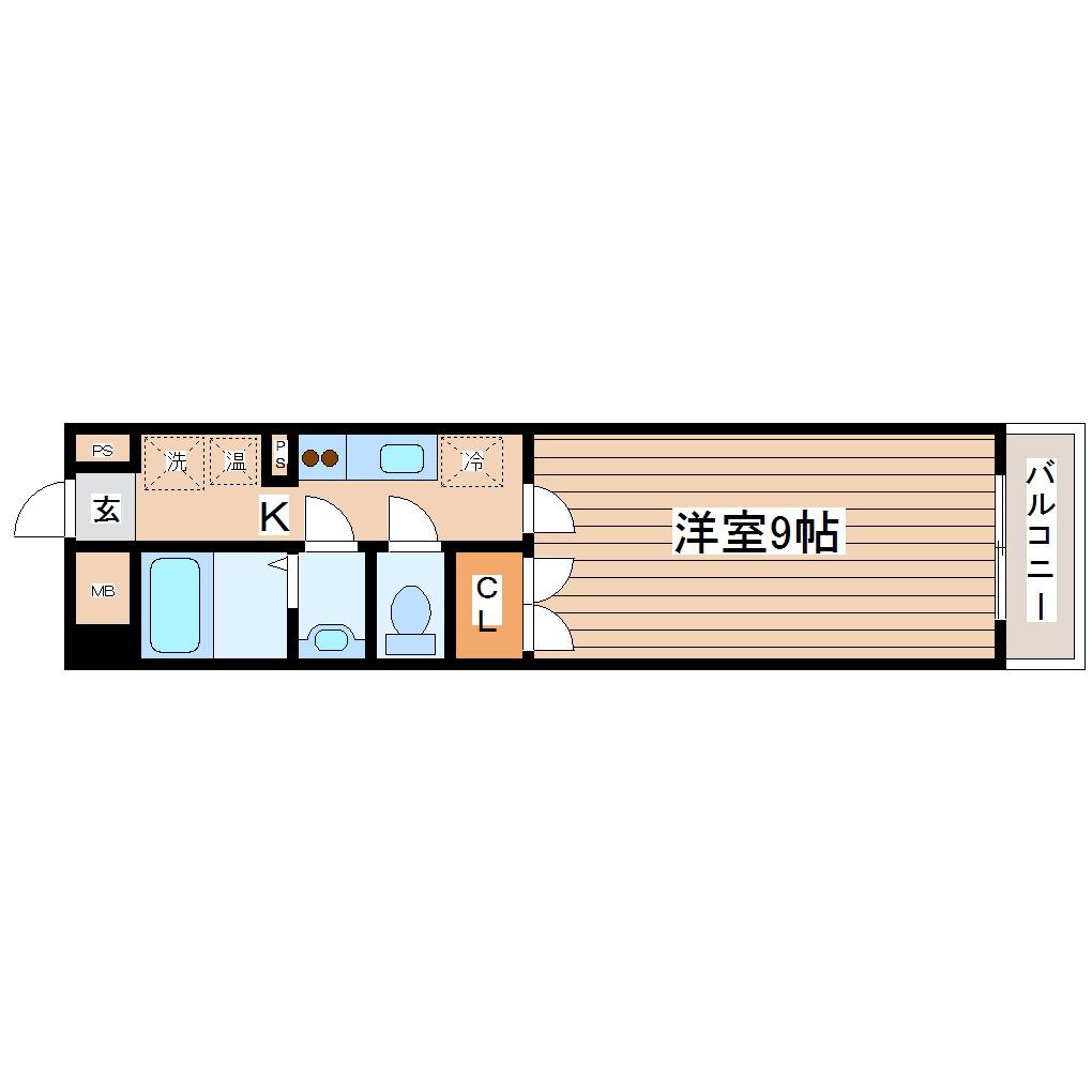 グレイスハイツ長町南(1K/4階)の間取り写真