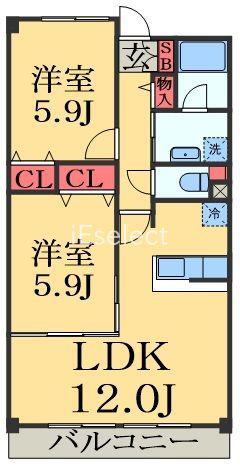GRACE VILLA(2LDK/3階)の間取り写真