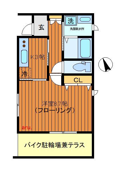 アネックス武蔵野(1K/1階)の間取り写真