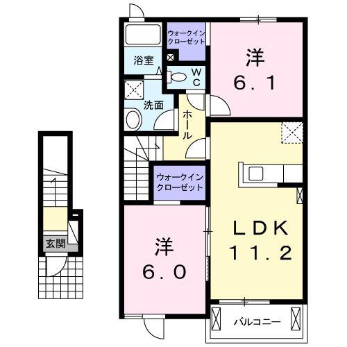 I.M.RESIDENCE(2LDK/2階)の間取り写真