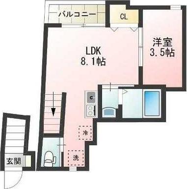 GLANZ西ヶ原(1LDK/2階)の間取り写真