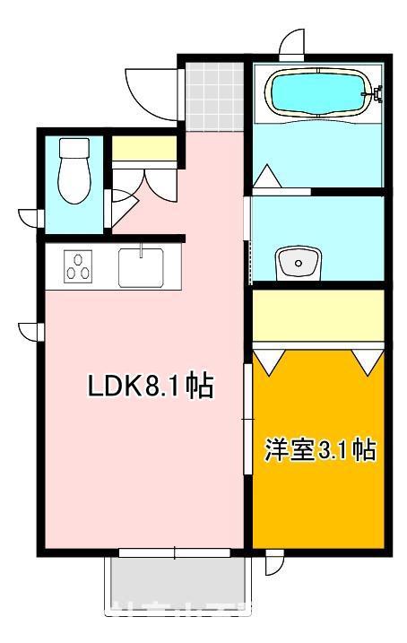 コンフォートテラス感田(1LDK/1階)の間取り写真
