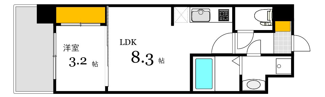 ウェンディ光町(1LDK/5階)の間取り写真