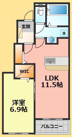 レガーレ ドゥエ(1LDK/1階)の間取り写真