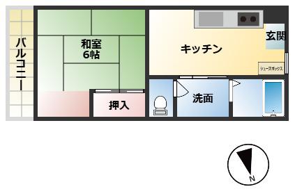 メゾン中央(1K/1階)の間取り写真
