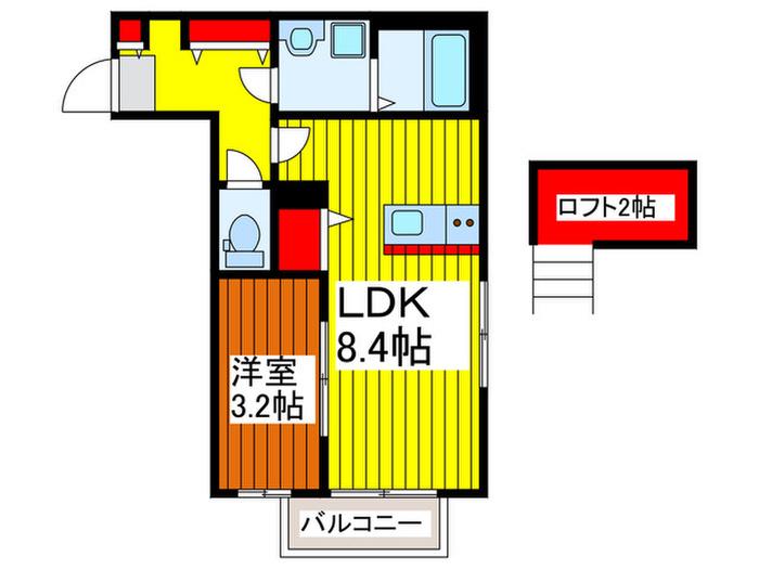 SAZAN-CASTLE(1LDK/3階)の間取り写真