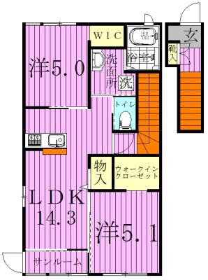 EPICHARISエピカリス(2LDK/2階)の間取り写真