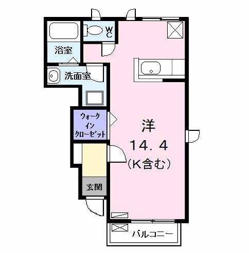 ラフィネ幸(ワンルーム/1階)の間取り写真