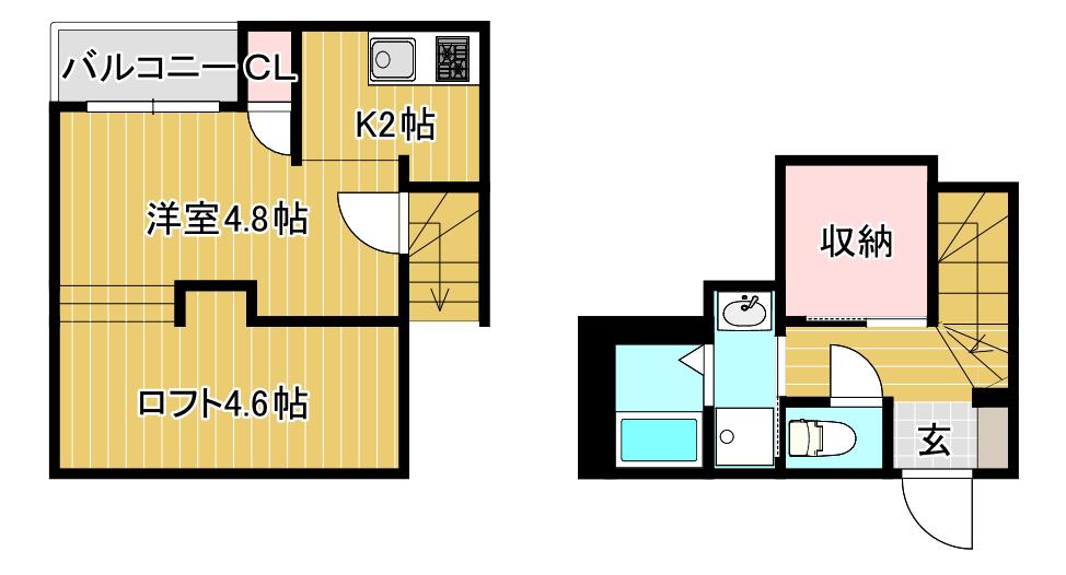 M.S FELIZ須屋(1SK/2階)の間取り写真