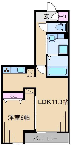 ゼフィール(1LDK/1階)の間取り写真