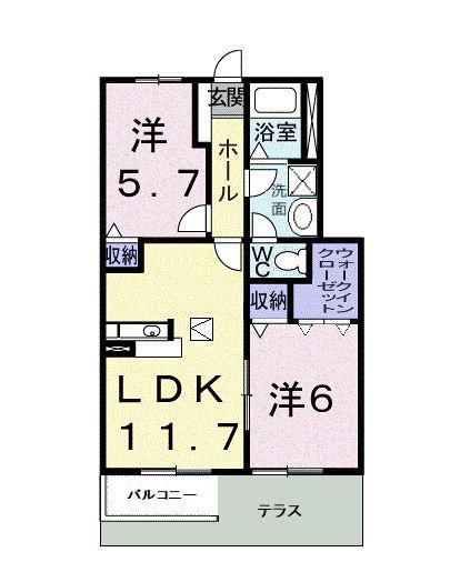 エルピーダMA棟(2LDK/1階)の間取り写真