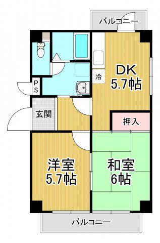 アイビーコート2番館(2DK/2階)の間取り写真