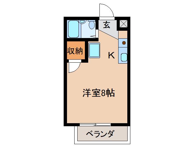 ダイヤモンドハウス(ワンルーム/4階)の間取り写真
