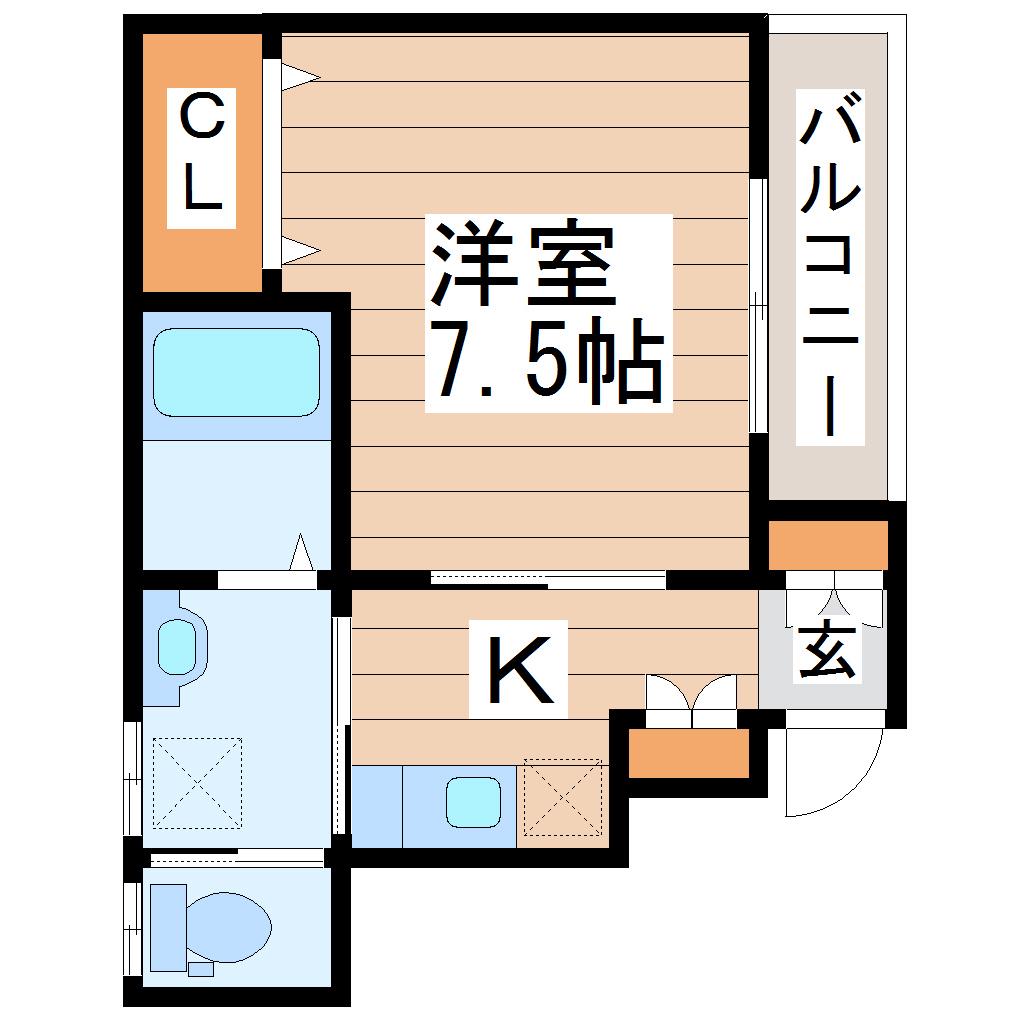 ALWAYSSUN E(1K/1階)の間取り写真