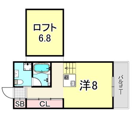 C4 KOSHIEN イースト(ワンルーム/5階)の間取り写真