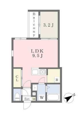モアナ今宿駅西(1LDK/1階)の間取り写真