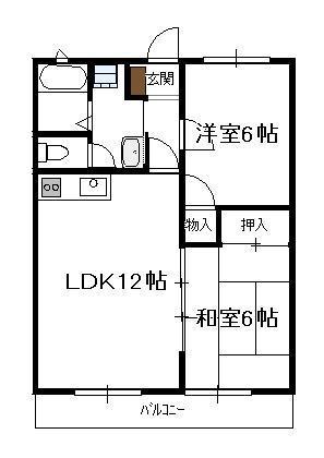 ファミール中村(2DK/2階)の間取り写真