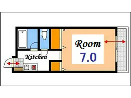 エレガンス下伊福(1K/2階)の間取り写真