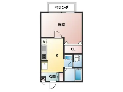 アビテ馬越(1K/1階)の間取り写真