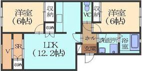 ゆめみ野 A棟(2LDK/2階)の間取り写真