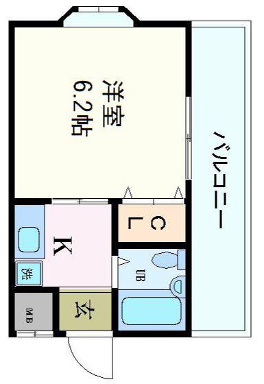 MERCI森恵(1K/3階)の間取り写真