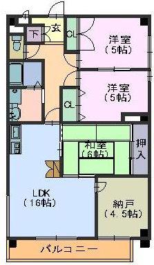 ヴィアーレマルフク南館(3SLDK/1階)の間取り写真